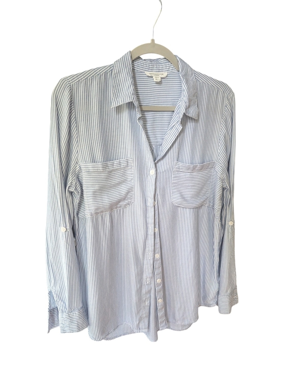 M beachlunchlounge Blue/White Striped Button Down Coverup/ Long Sleeve Shirt